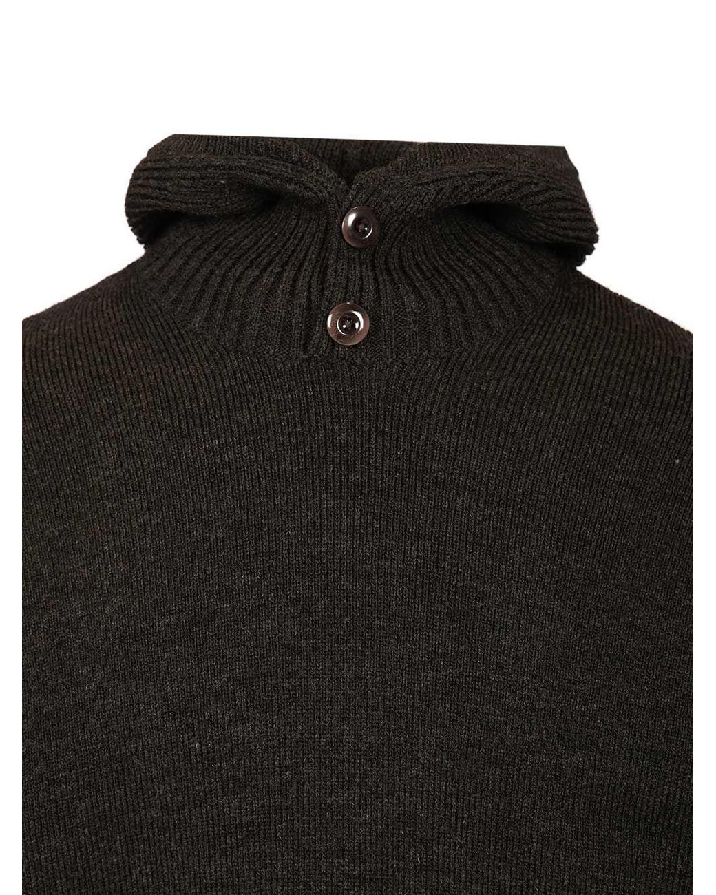 Lemaire Black Long-Sleeved Knitted Hoodie for men