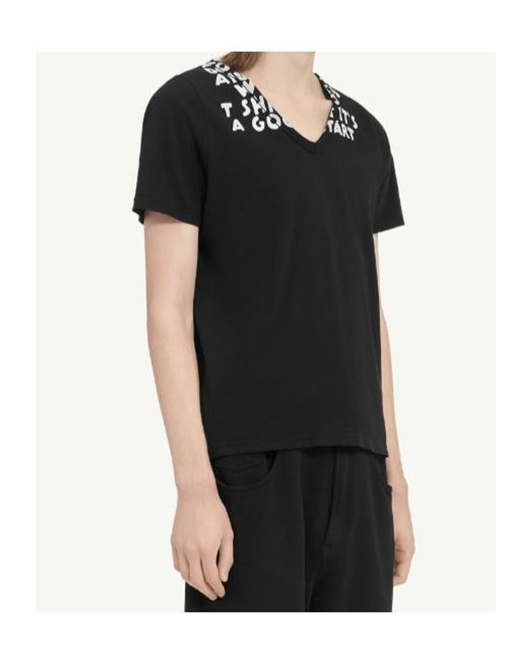 MM6 by Maison Margiela Black Printed Crewneck T-Shirt for men