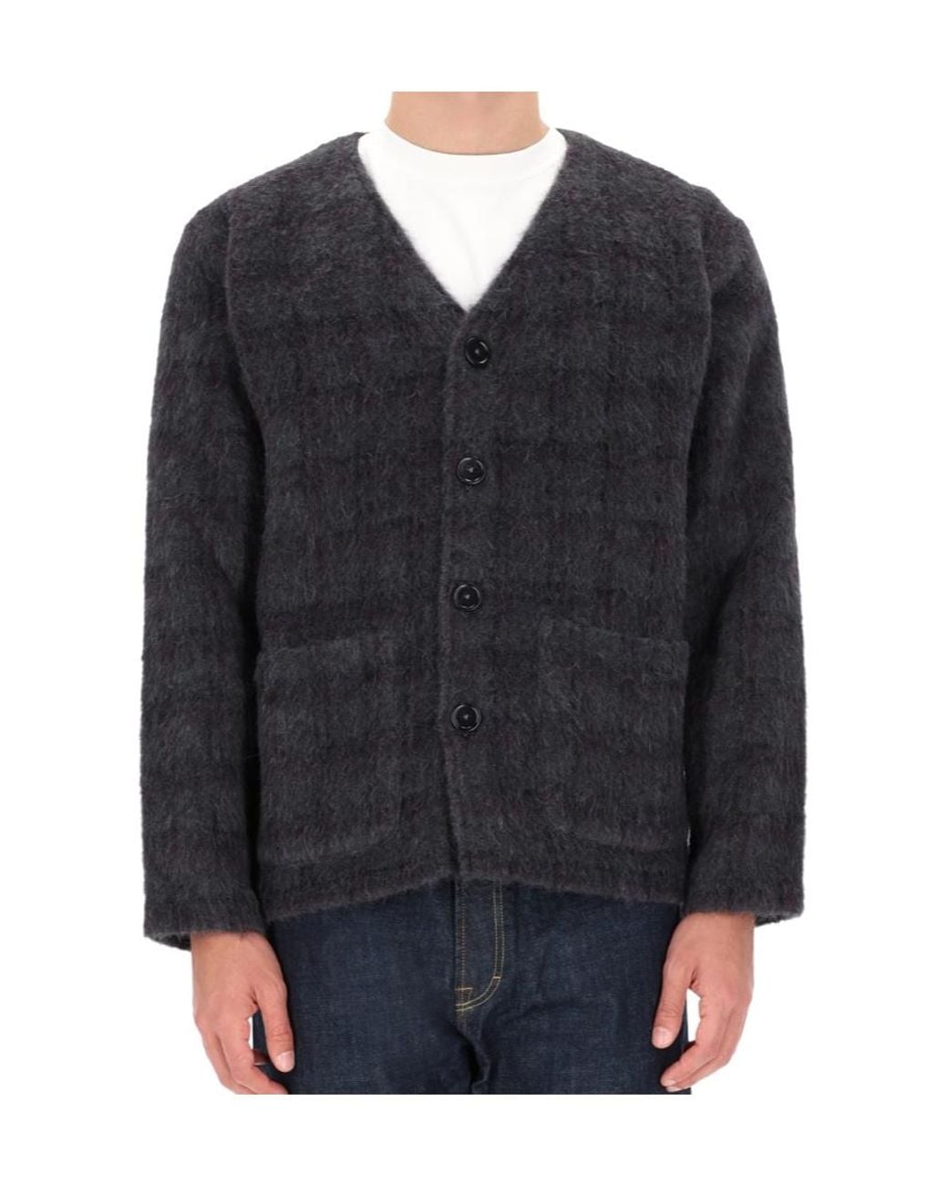 Our Legacy Black Checked Buttoned Cardigan for men