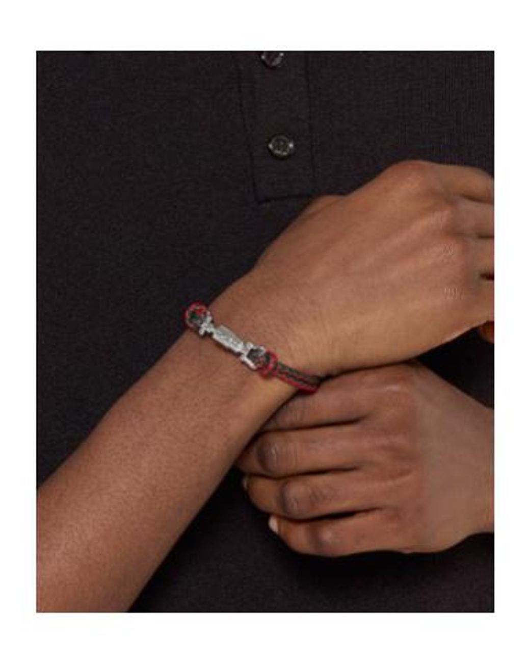 Gucci White Piston Detail Braided Bracelet