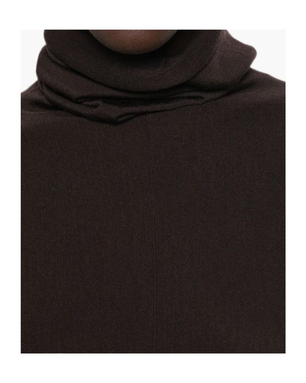 Soeur Brown Sheer, Draped, High-Neck Long-Sleeve Knit Top