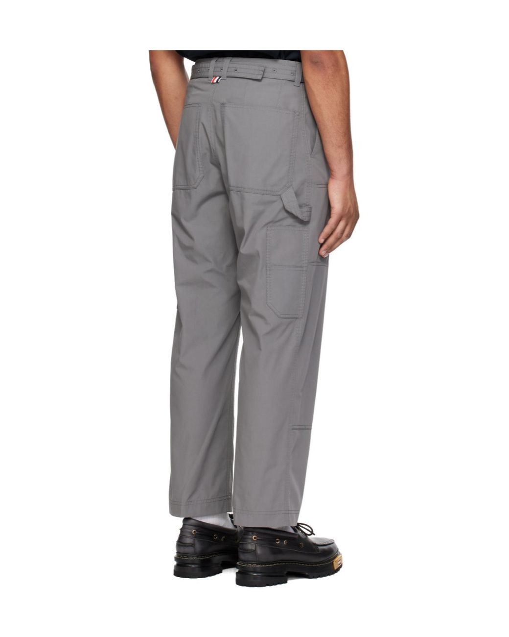 Thom Browne Gray Belted Cargo Pants for men