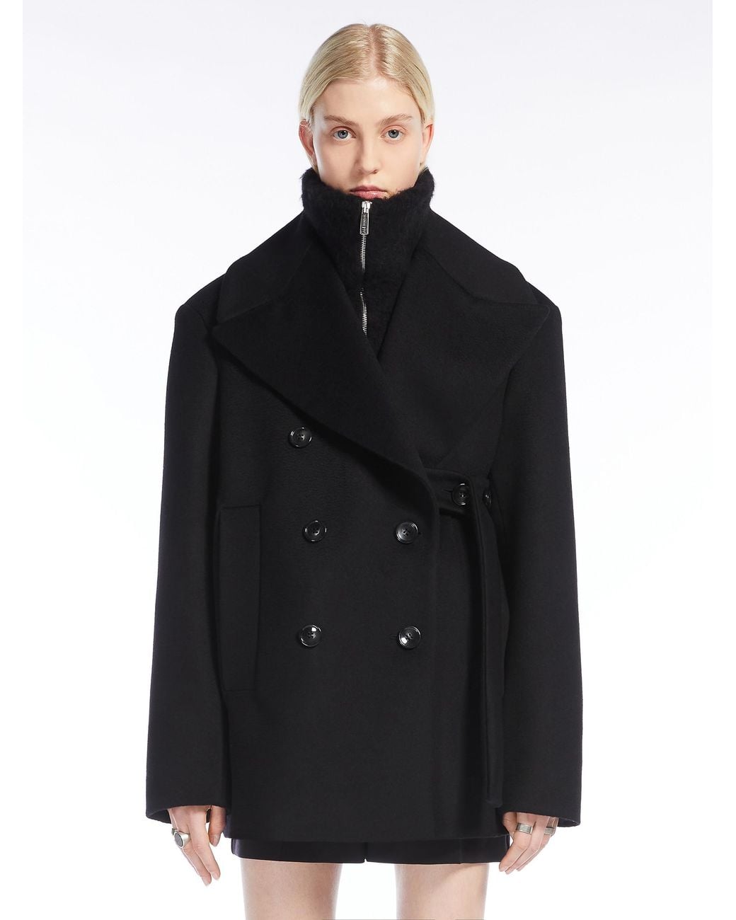 Sportmax Black Orchis Double-Breasted Belted Coat