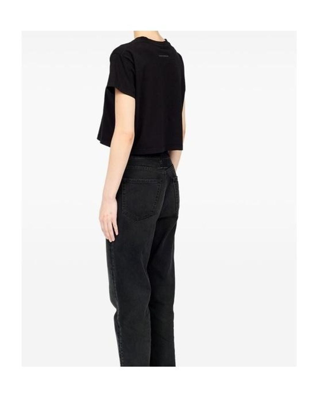 MM6 by Maison Margiela Black Cropped Logo T-Shirt