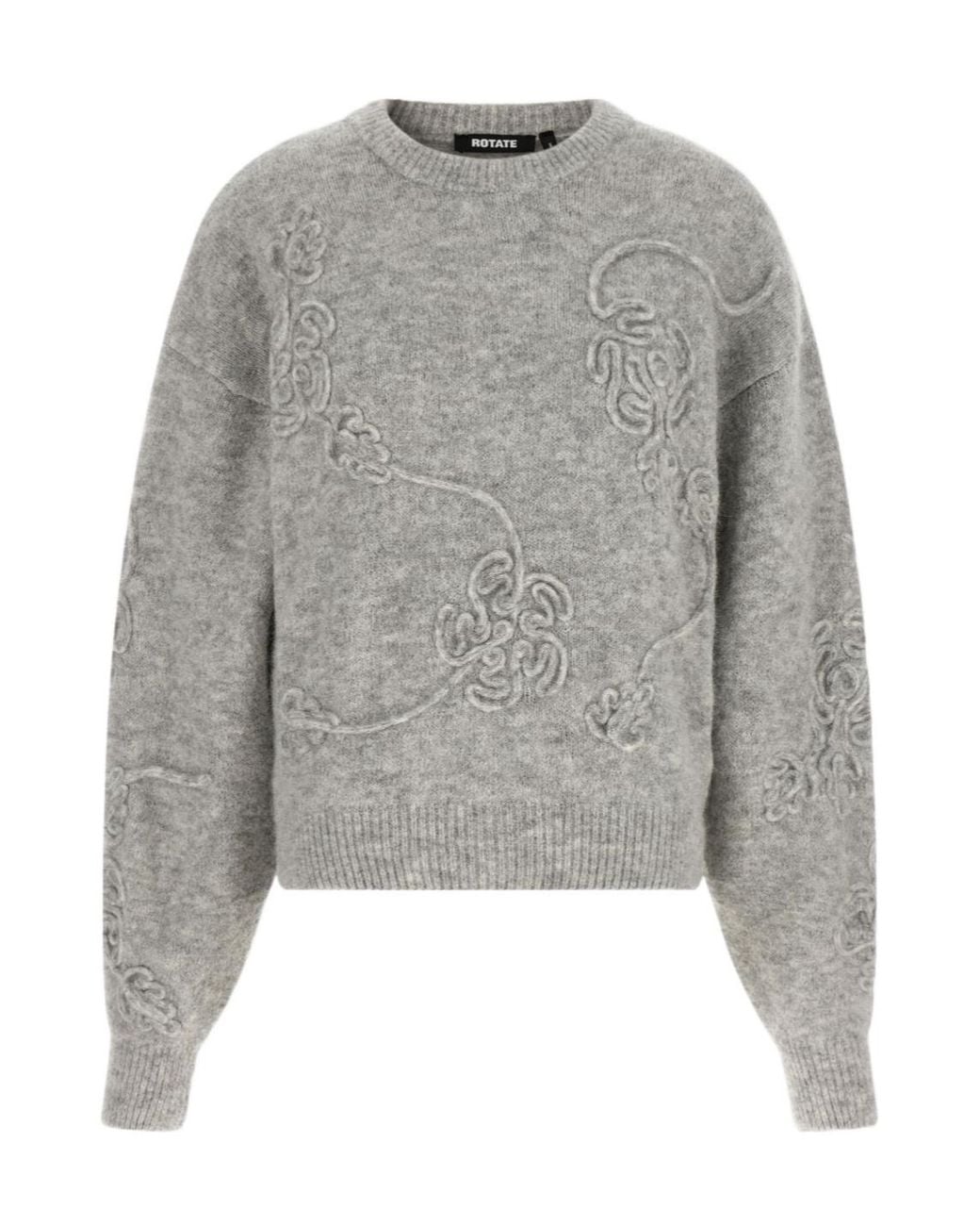 ROTATE BIRGER CHRISTENSEN Gray 3D Flower Knit Jumper