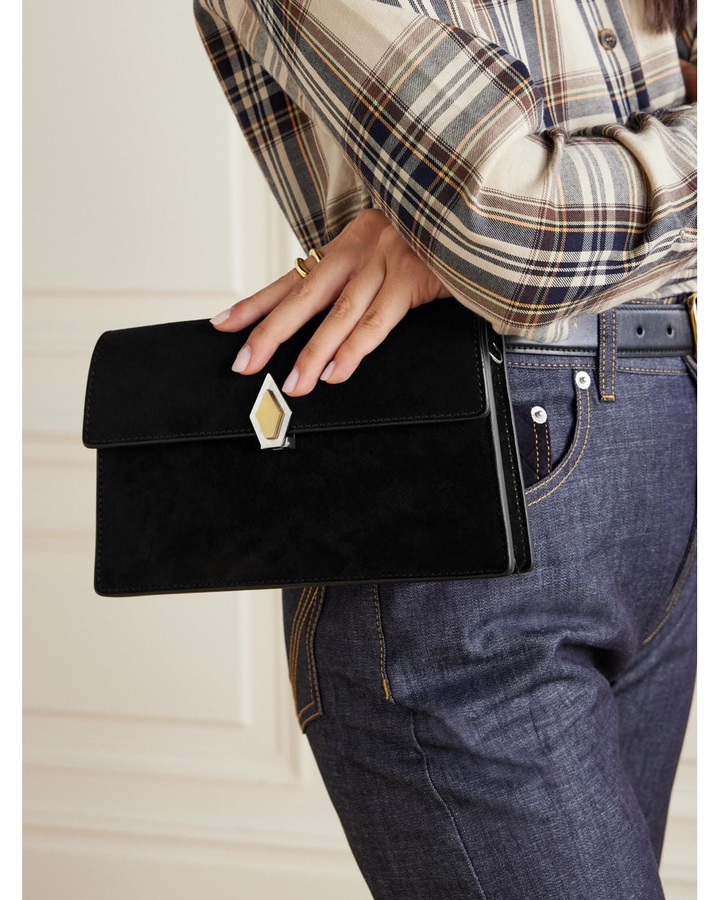 Metier Black Small Suede Shoulder Bag