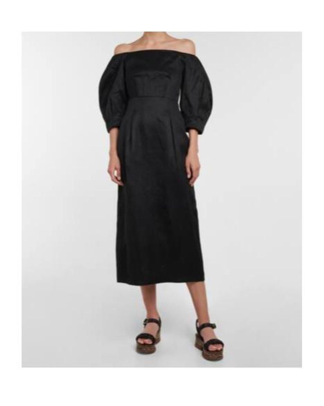Gabriela Hearst Black Majano Off-The-Shoulder Midi Dress