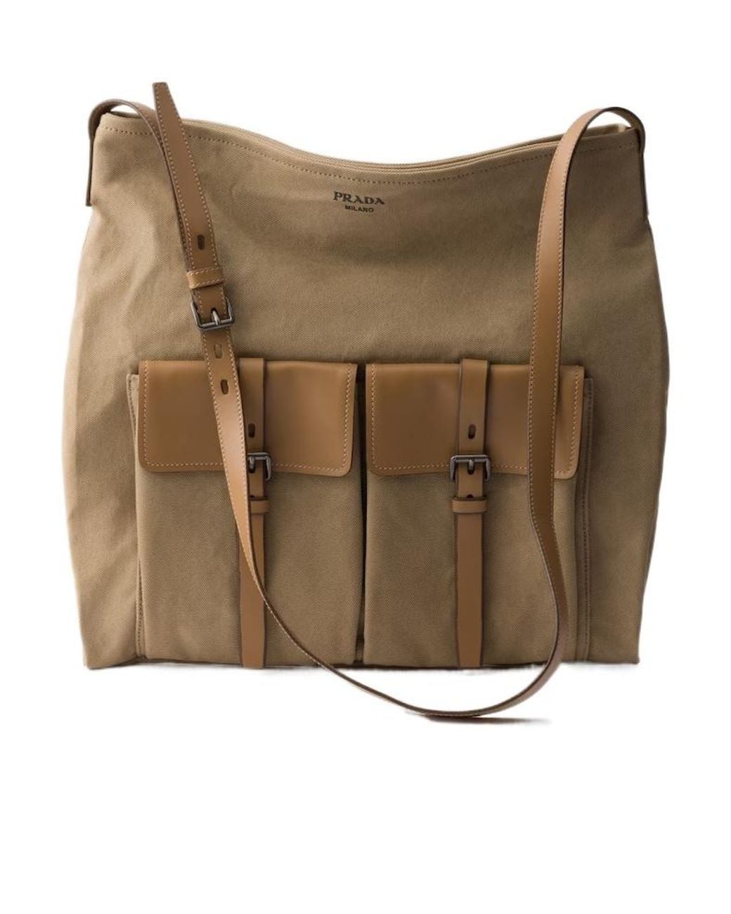 Prada Natural Route Canvas And Leather Shoulder Bag for men