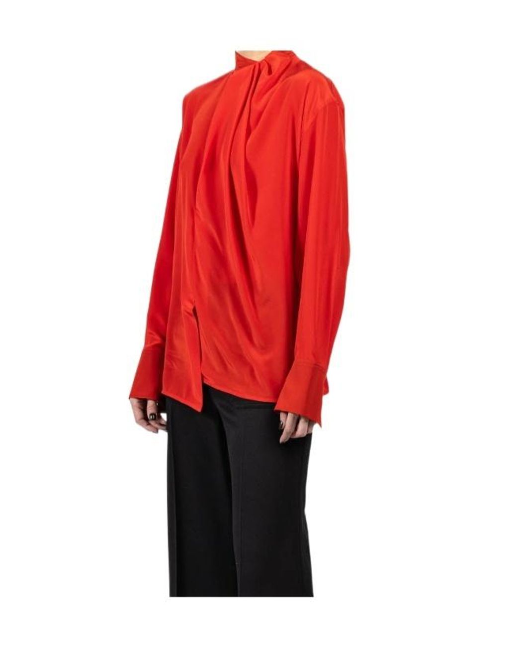 Victoria Beckham Red Drape Detail Blouse