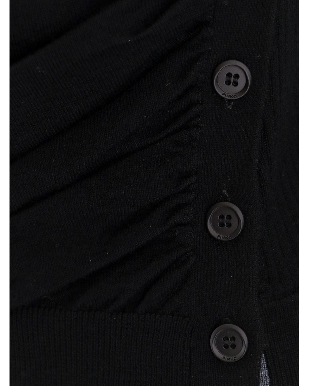Pinko Black Side Buttons Turtleneck Jumper