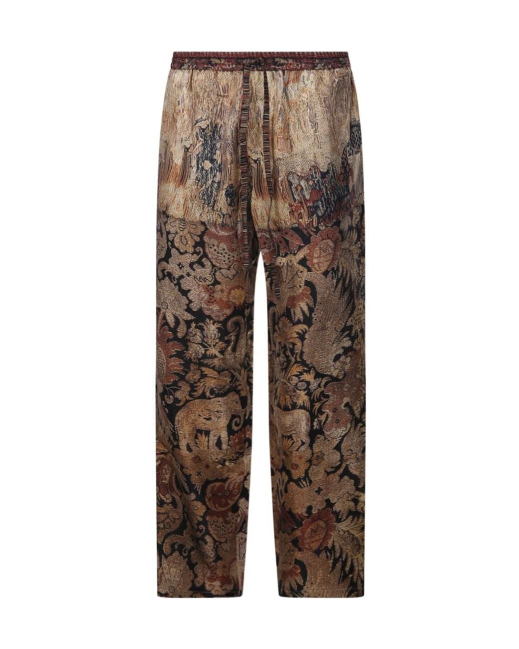 Pierre Louis Mascia Brown Aloes Printed Wide-Leg Pants