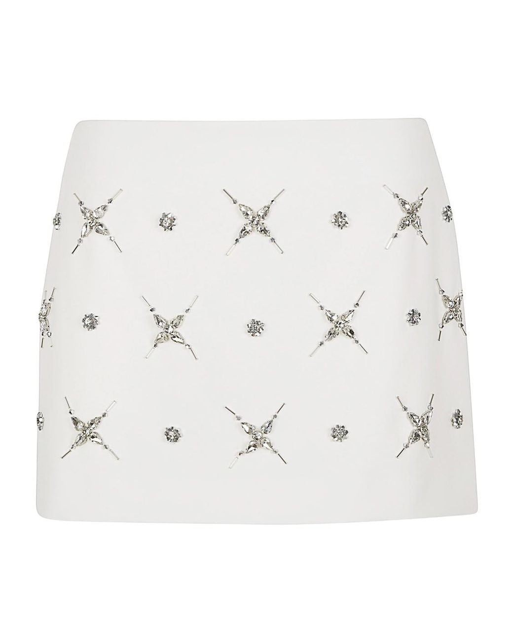 Pinko White Embellished Double-Layer Mini Skirt