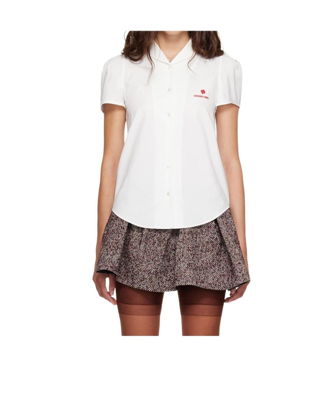 ShuShu/Tong White Logo-Embroidered Short-Sleeve Shirt