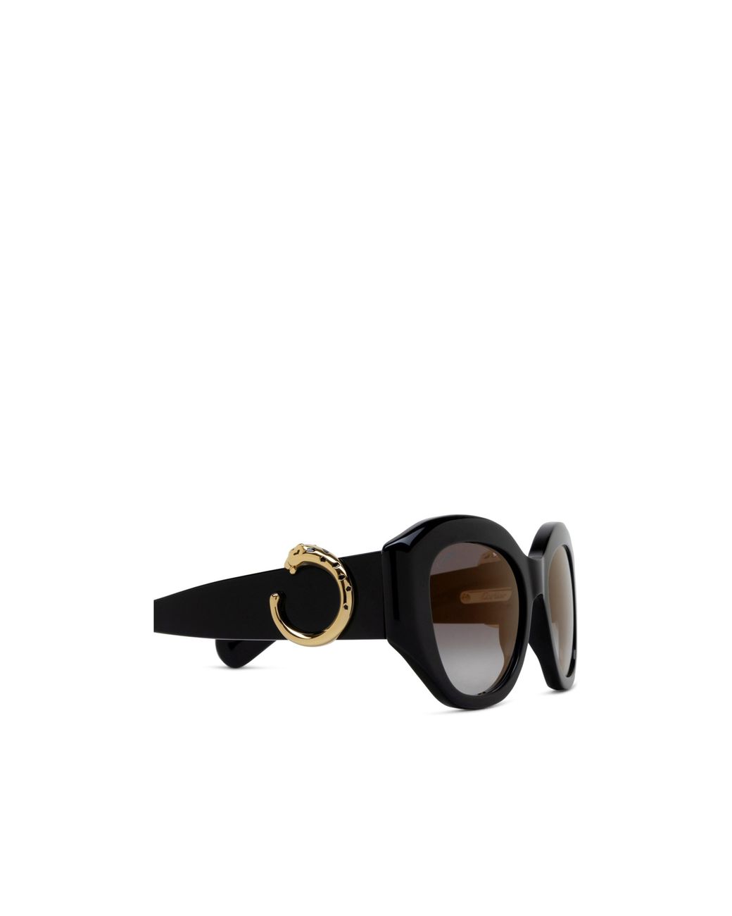 Cartier Black Panthere Square Frame Sunglasses