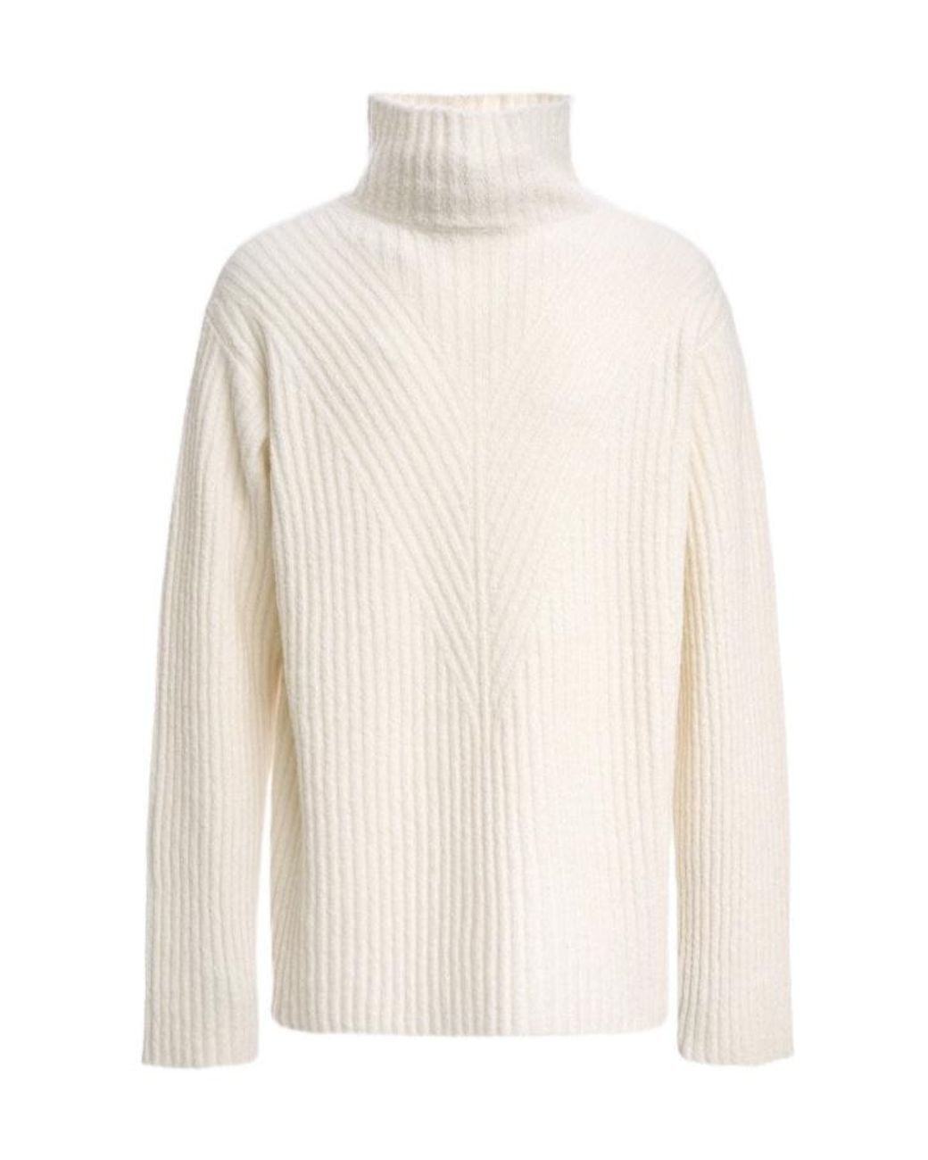 Malo White Ribbed-Knit Cashmere Sweater for men