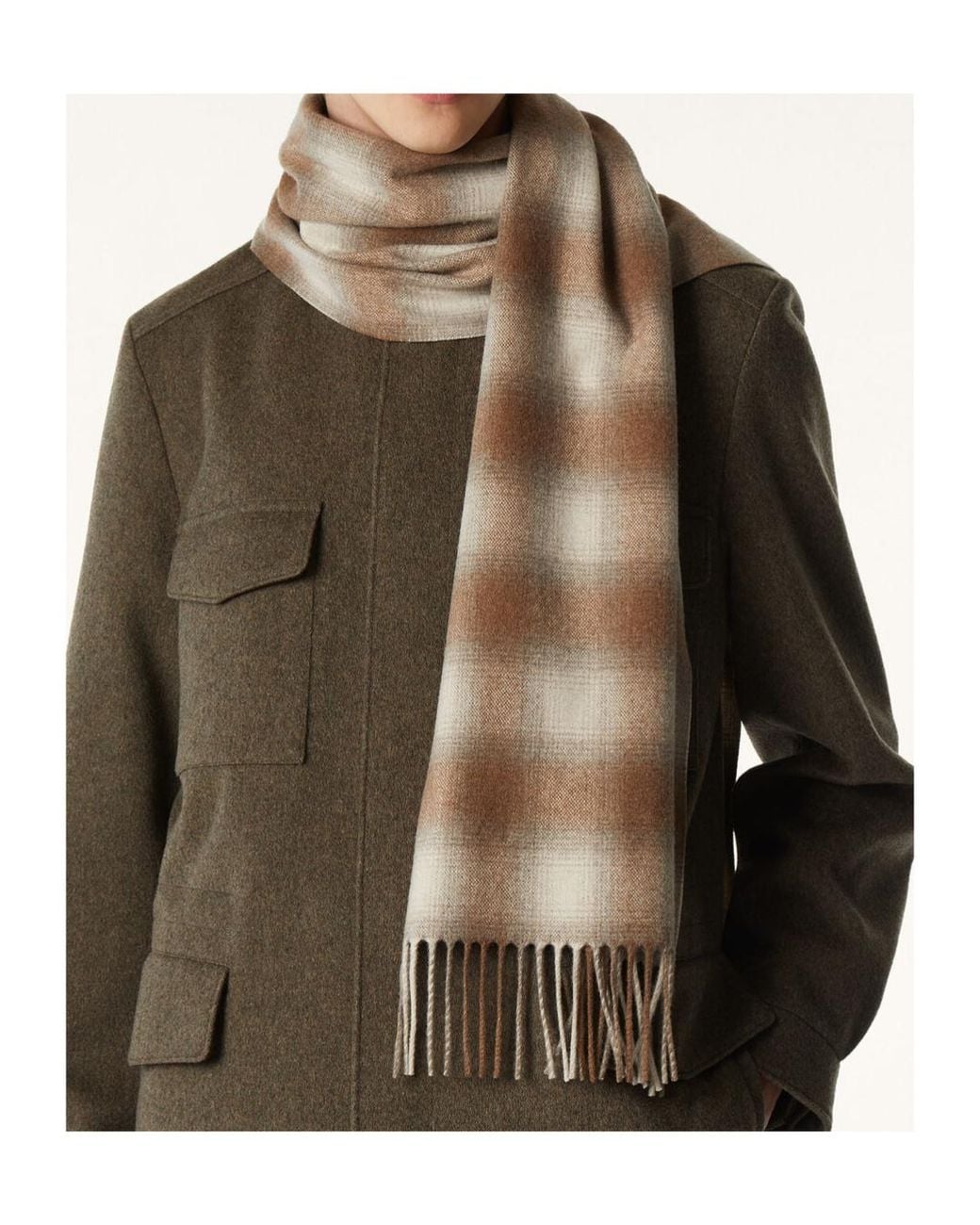 Loro Piana Natural Tartan Scarf for men