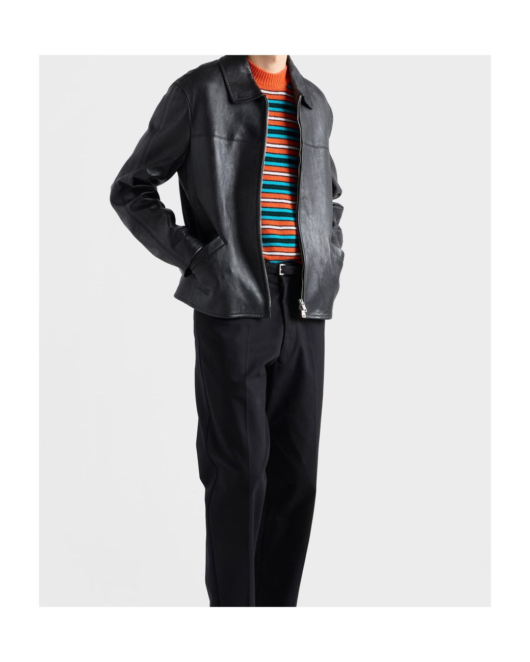 Prada Black Nappa Leather Blouson Jacket for men