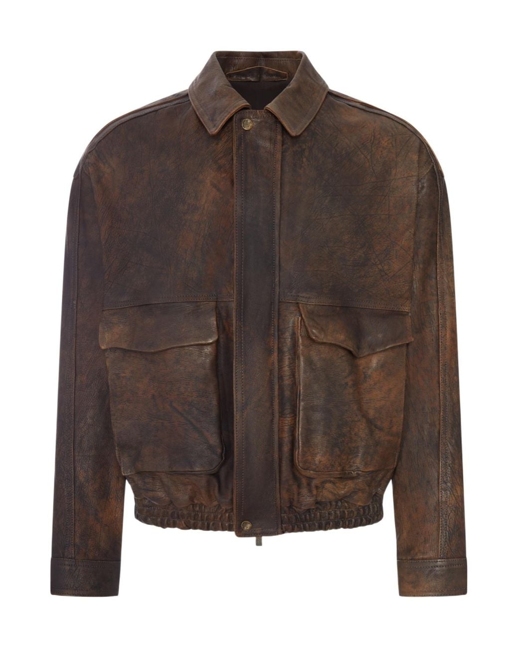 Salvatore Santoro Brown Zip-Front Shirt Collar Jacket for men