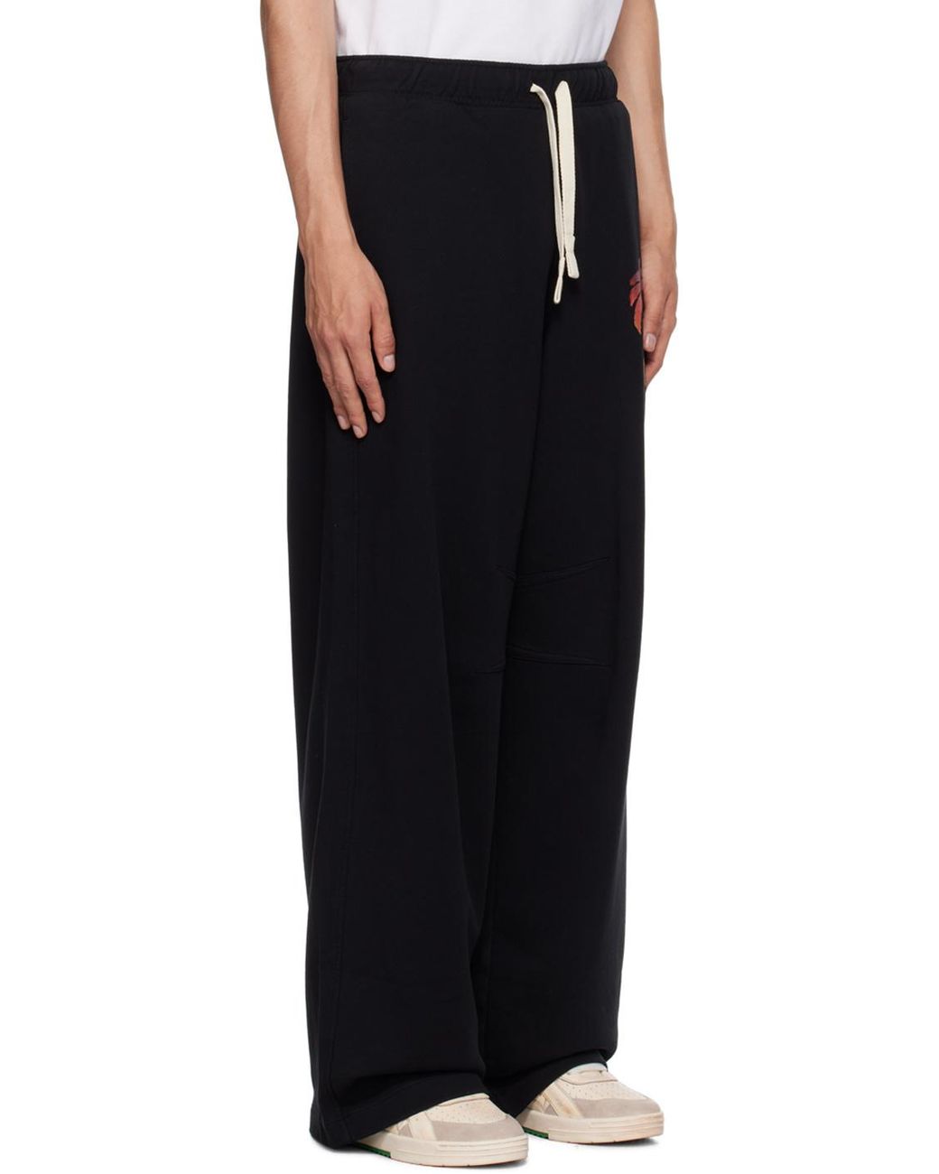 Palm Angels Black I Love Pa Drawstring Wide-Leg Track Pants for men