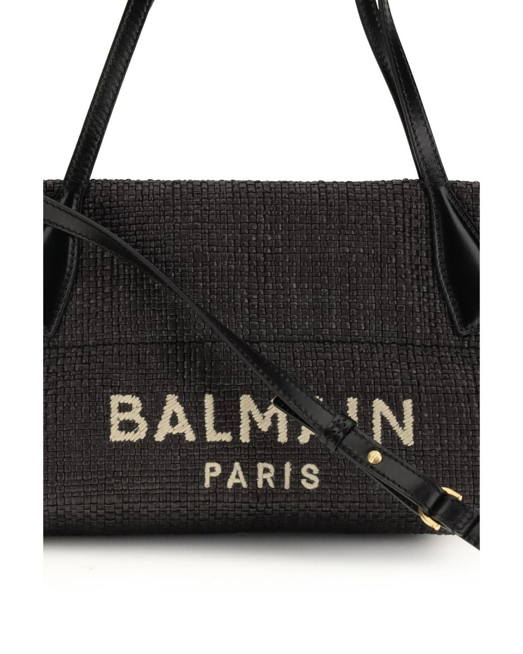 Balmain Black Logo Embroidered Small Track Tote Bag
