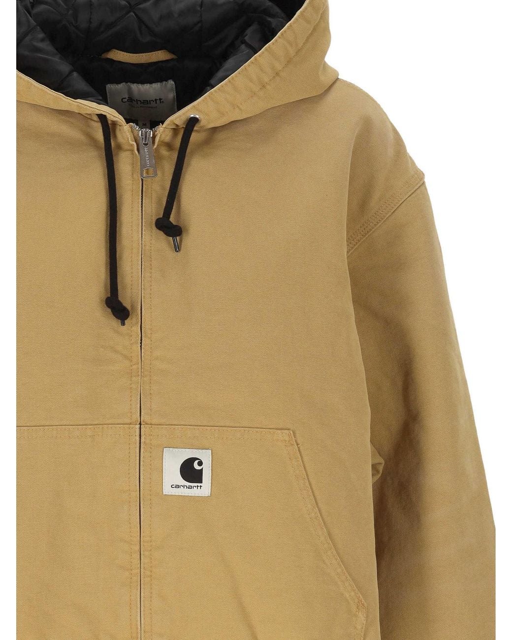 Carhartt Natural Dusty H Dearborn Canvas Hooded Quilted Jacket