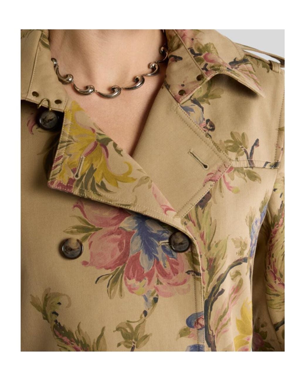 Etro Natural Floral Belted Coat