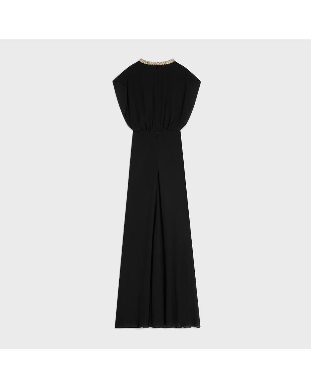 Céline Black Long Dress With Embroidered Collar
