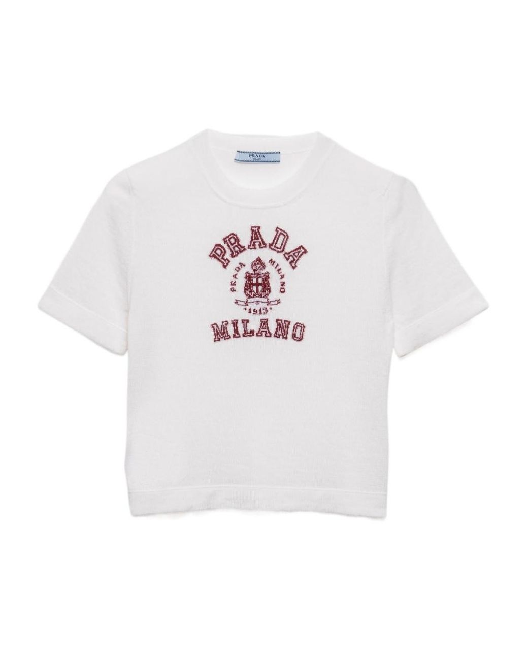 Prada White Logo-Intarsia Knitted Top