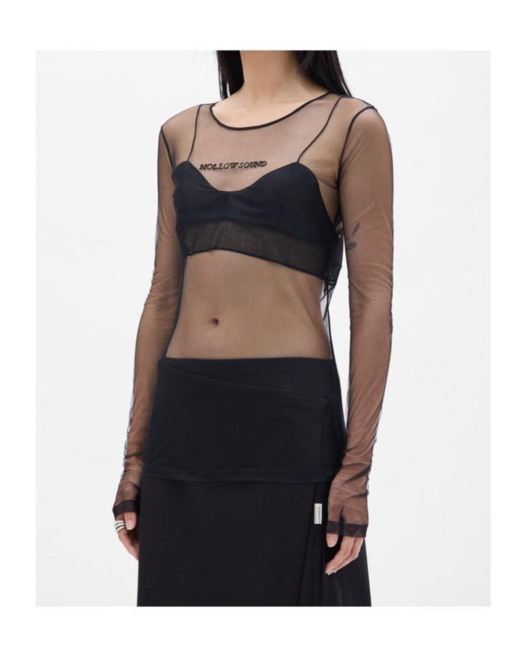 Ann Demeulemeester Black Fiene 'Hollow Sound' Tulle T-Shirt