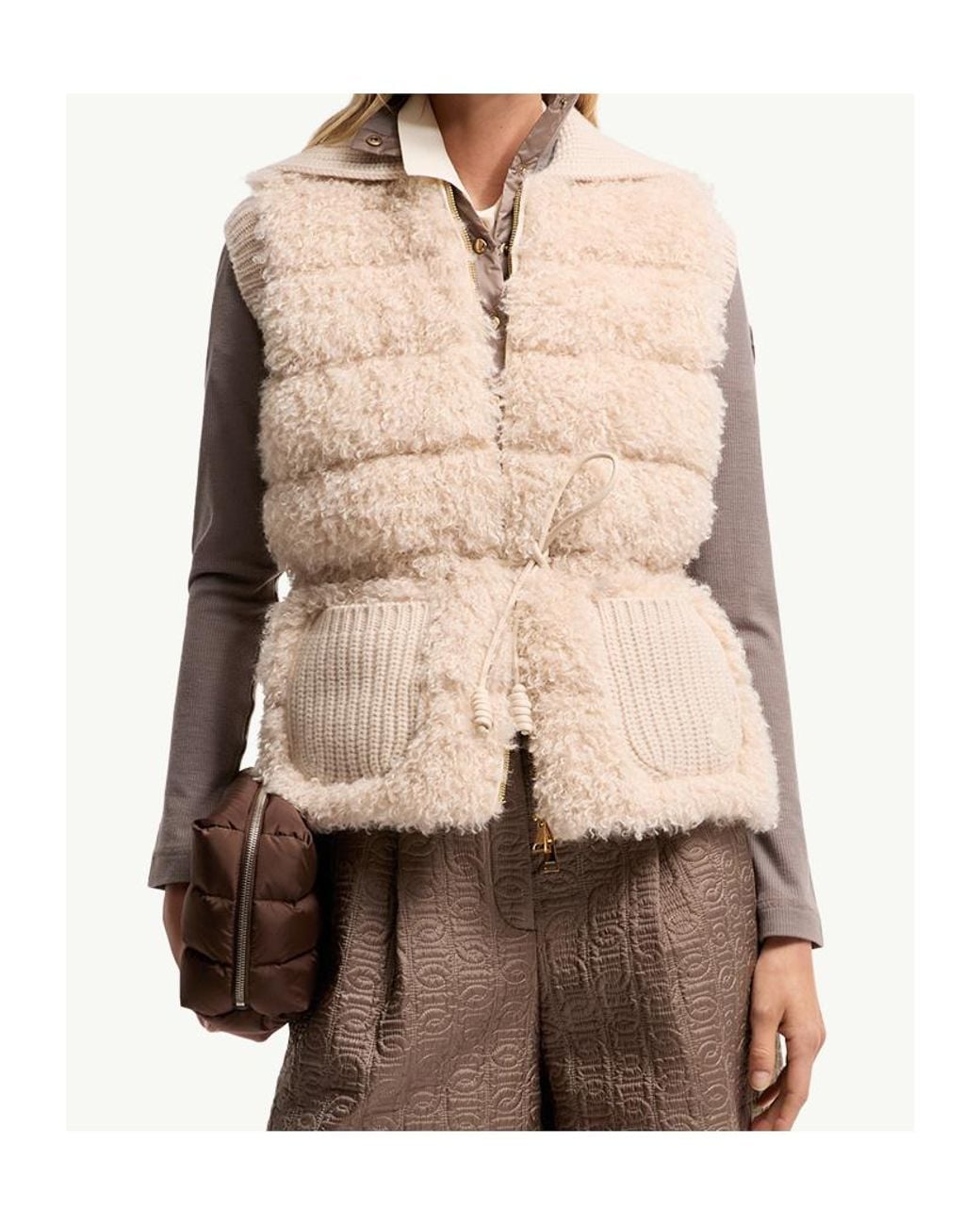 Moncler Natural Drawstring Zip-Up Padded Gilet