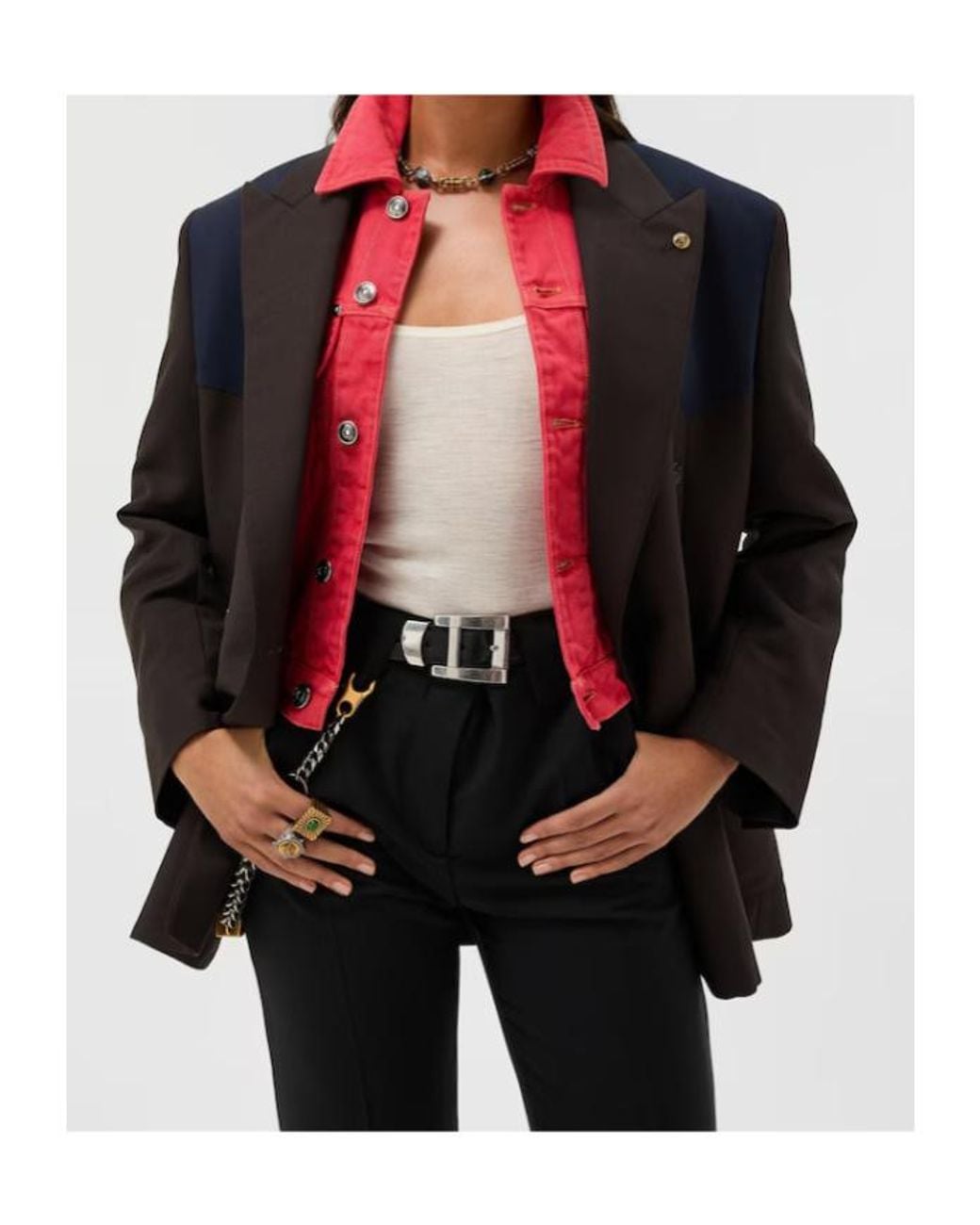Versace Blue Double-Breasted Panelled Jacket