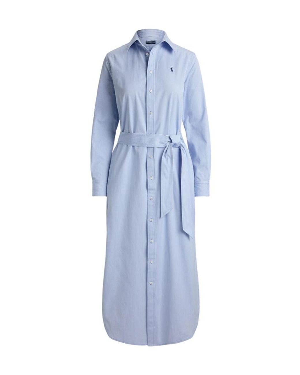 Polo Ralph Lauren Blue Striped Belted Midi Dress
