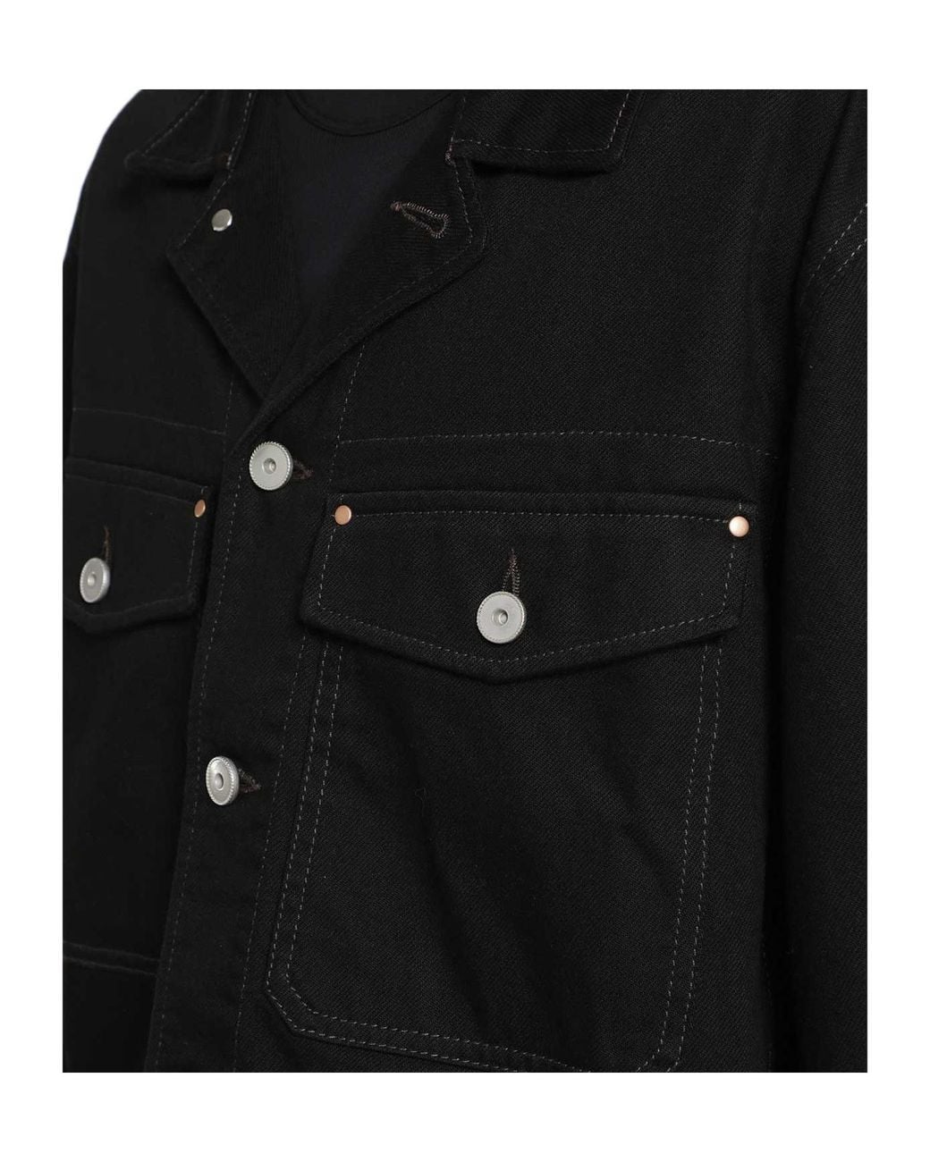 Lemaire Black Long-Sleeved Buttoned Denim Jacket for men