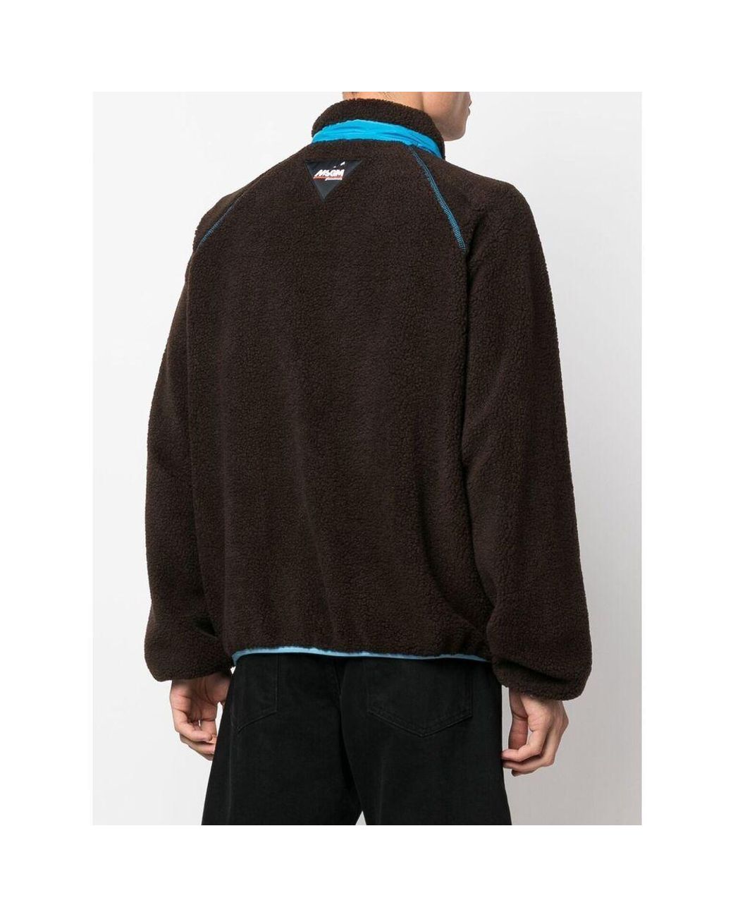 MSGM Black Logo-Patch Zipped Jacket for men