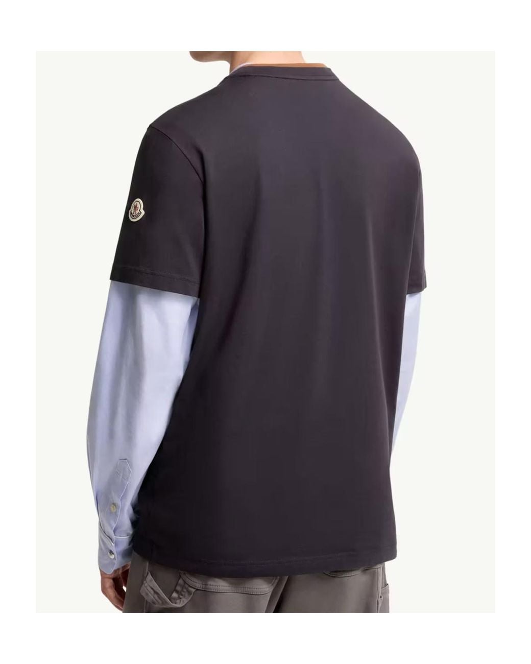 Moncler Blue Logo Embroidered Crewneck T-Shirt for men
