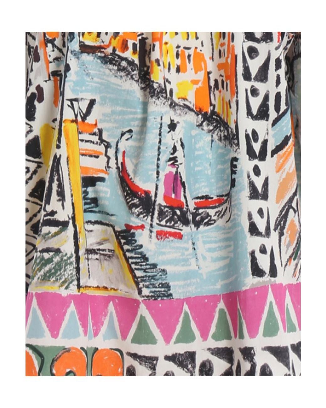 Prada Gray Strapless Print Blouse