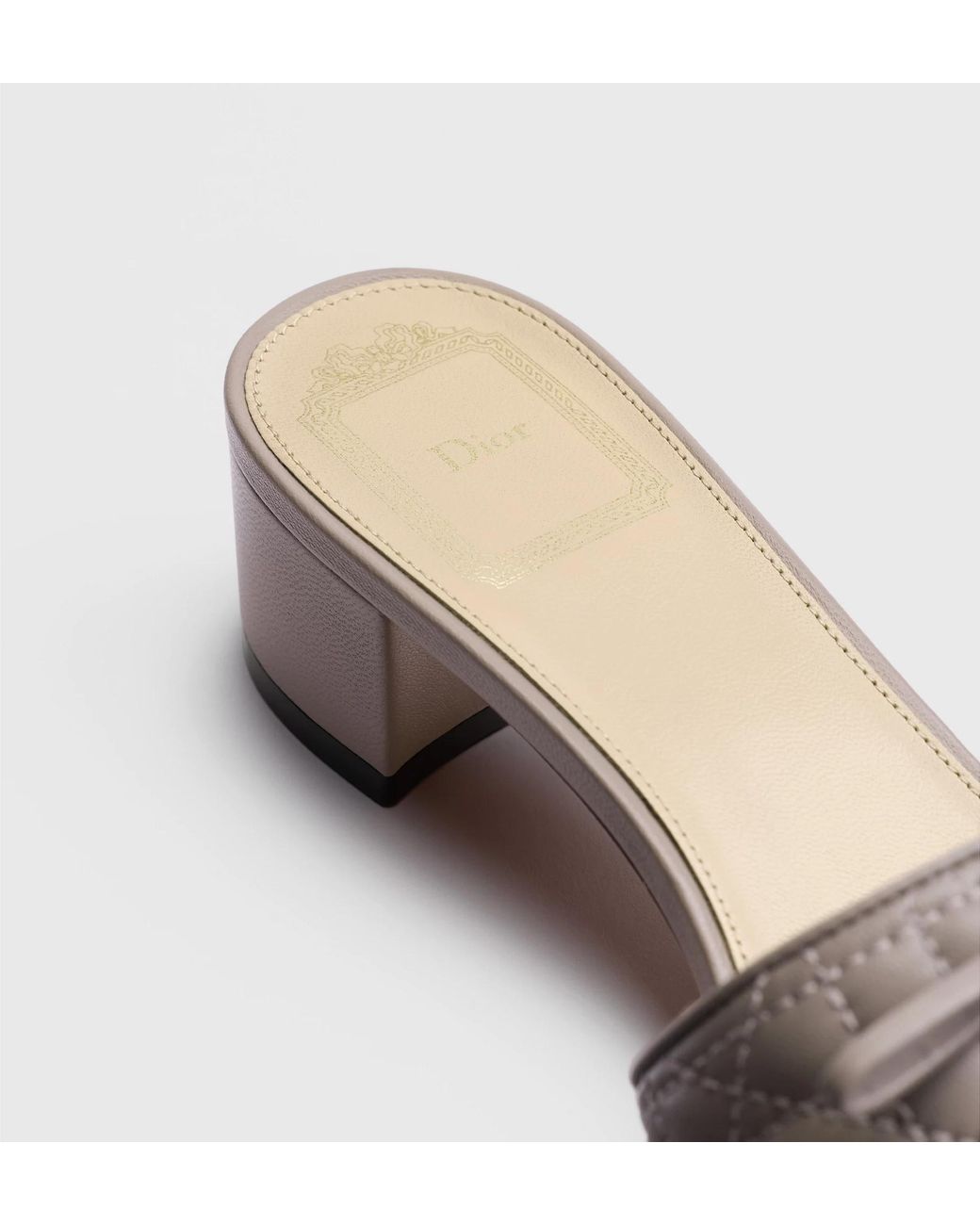 Dior White Cannage Block Heel Mules