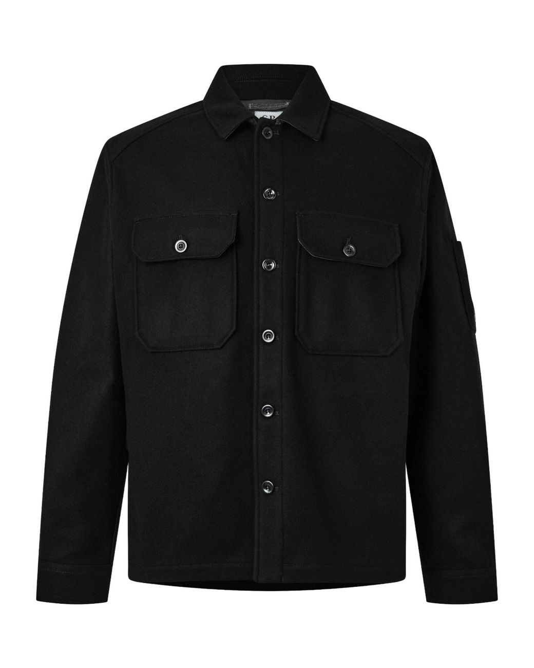C P Company Black Collared Shirtstyle Jacket for men