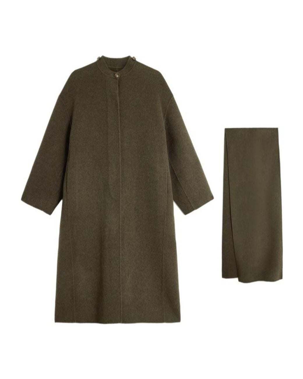 Soeur Green Finn Scarf-Detail Coat