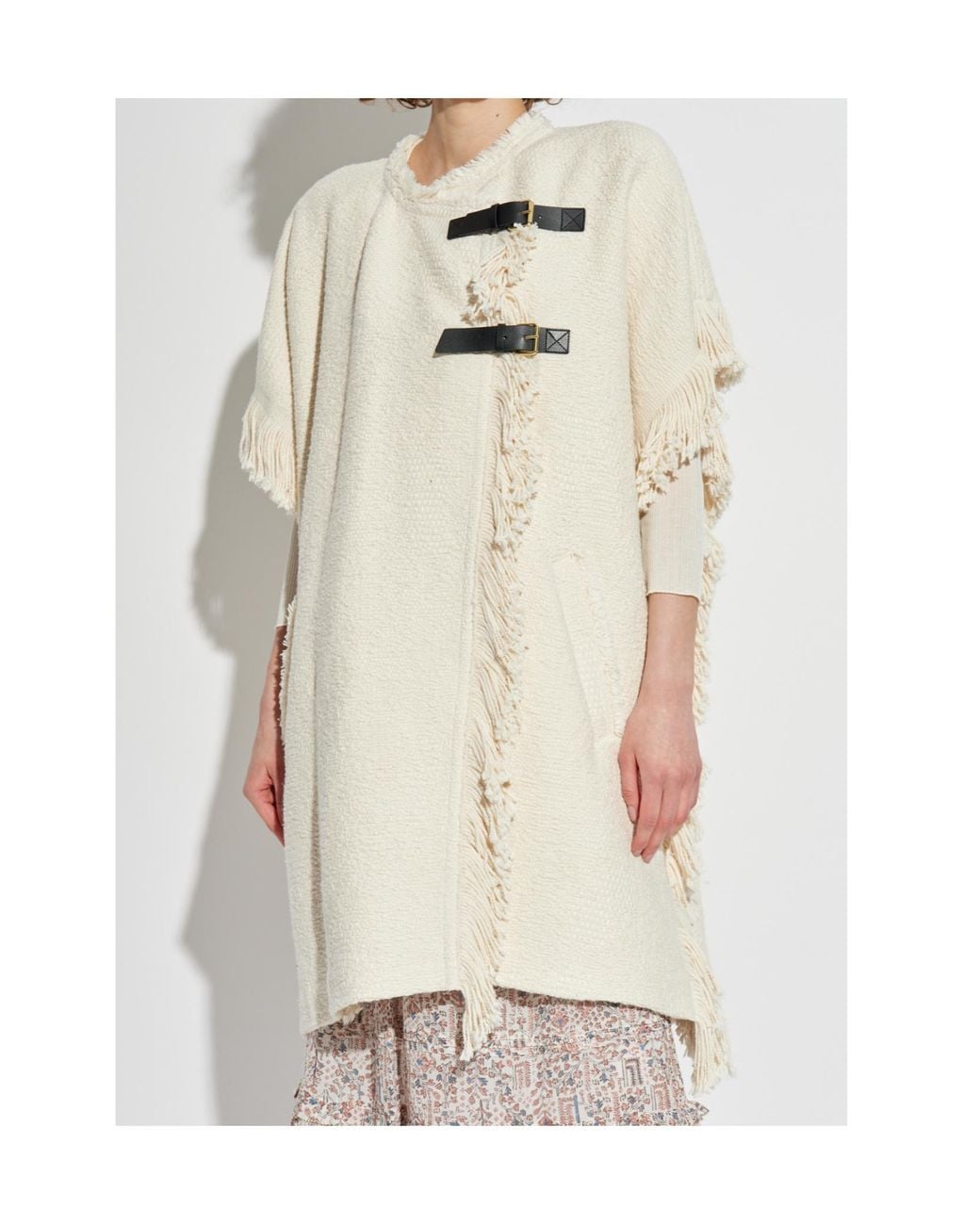 Isabel Marant White Fringed Buckled Sleeveless Jacket