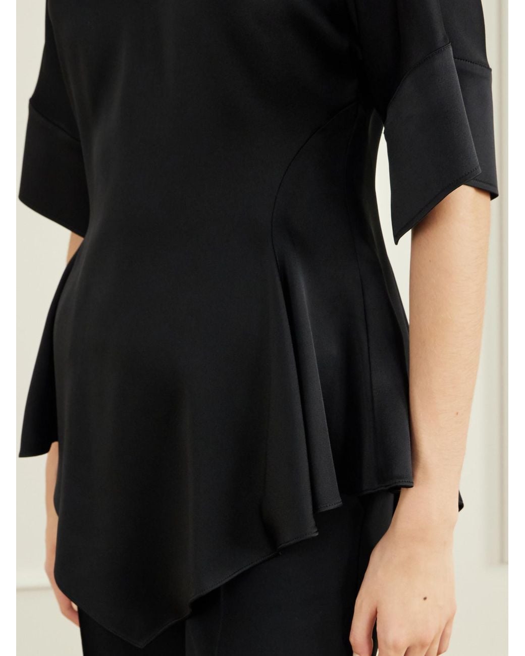 Stella McCartney Black Handkerchief-Sleeve Satin Top
