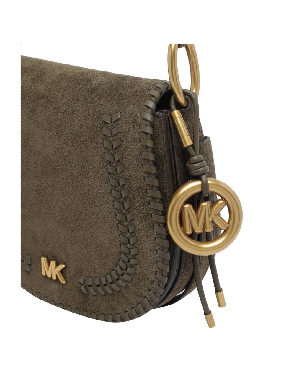 MICHAEL Michael Kors Gray Josie Medium Whipstitched Saddle Bag