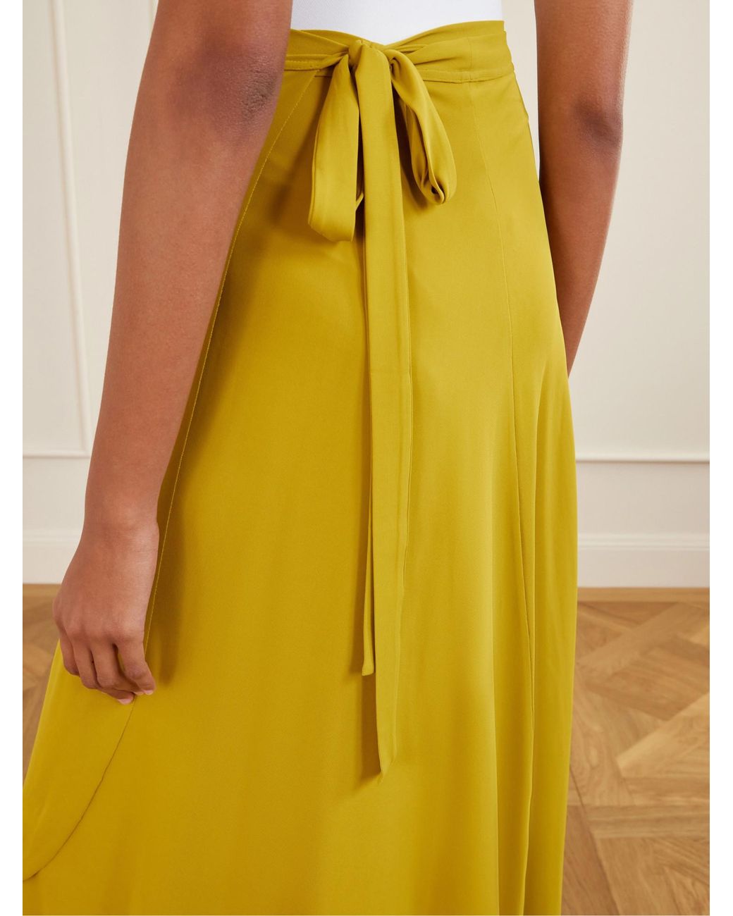 Eres Yellow Stretch-Jersey Wrap Midi Skirt