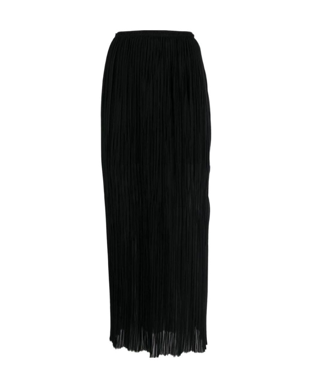 MM6 by Maison Margiela Black Sheer Plissè Long Skirt