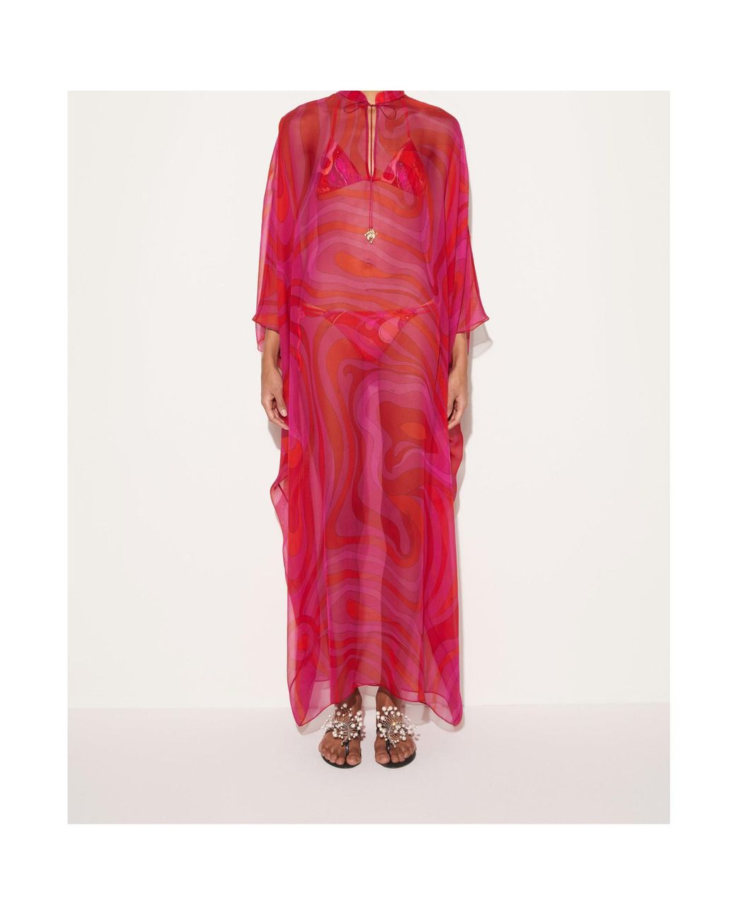 Emilio Pucci Pink Marmo-Print Kaftan