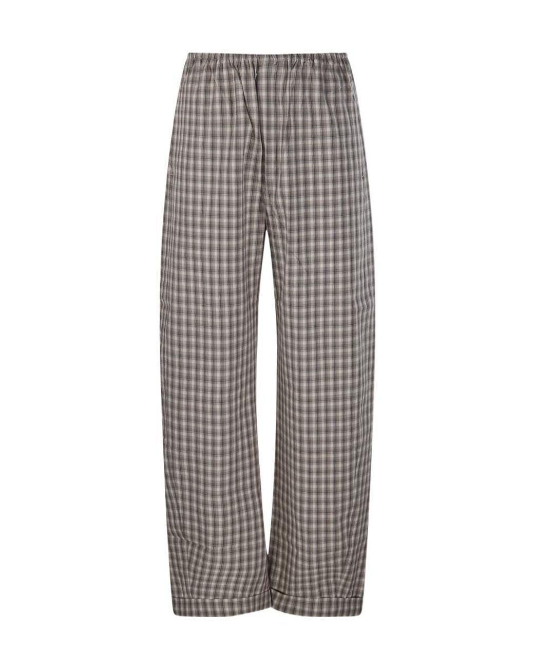 Nanushka Gray Yayoi Gingham Wide-Leg Pants