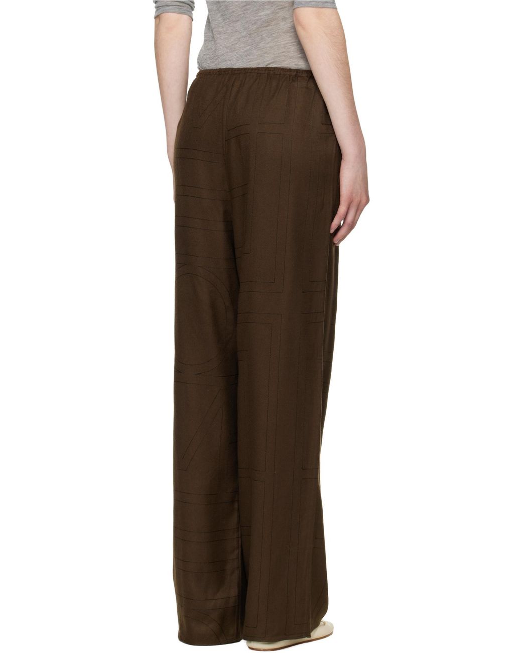 Totême  Brown Totême Monogram Flannel Straight Leg Trousers
