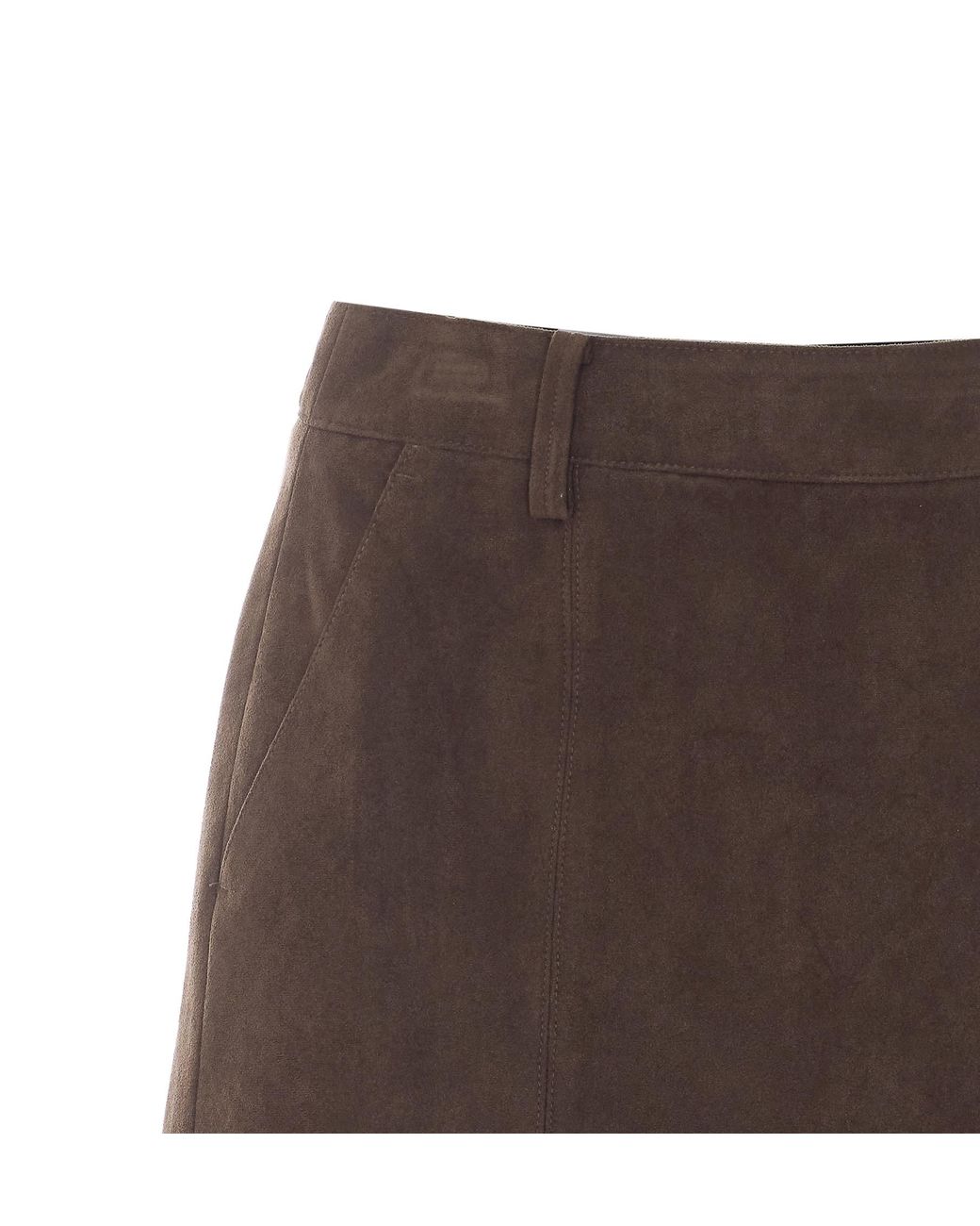 DUNST Brown Suede-Effect Mini Skirt