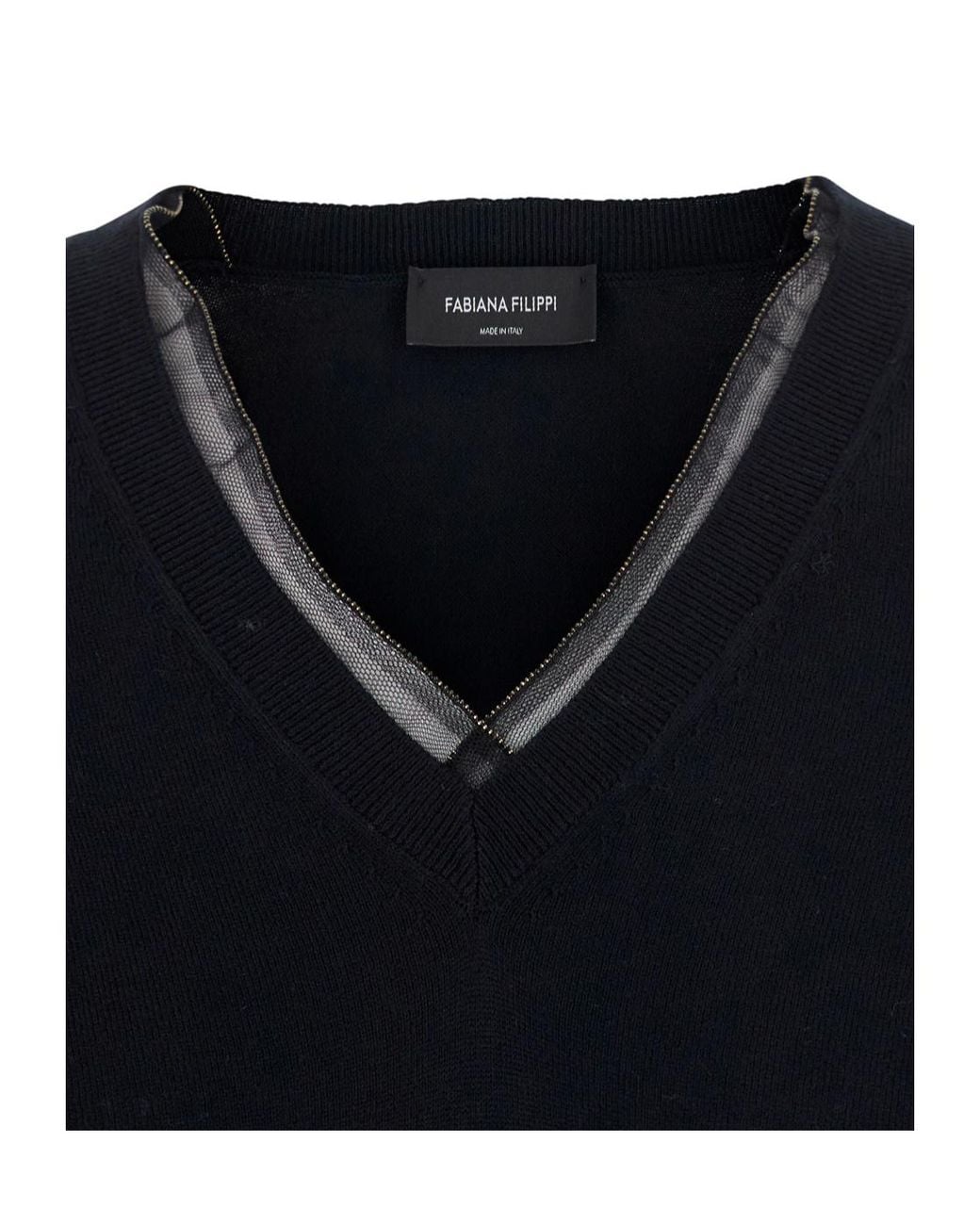 Fabiana Filippi Blue Trim V-Neck Jumper