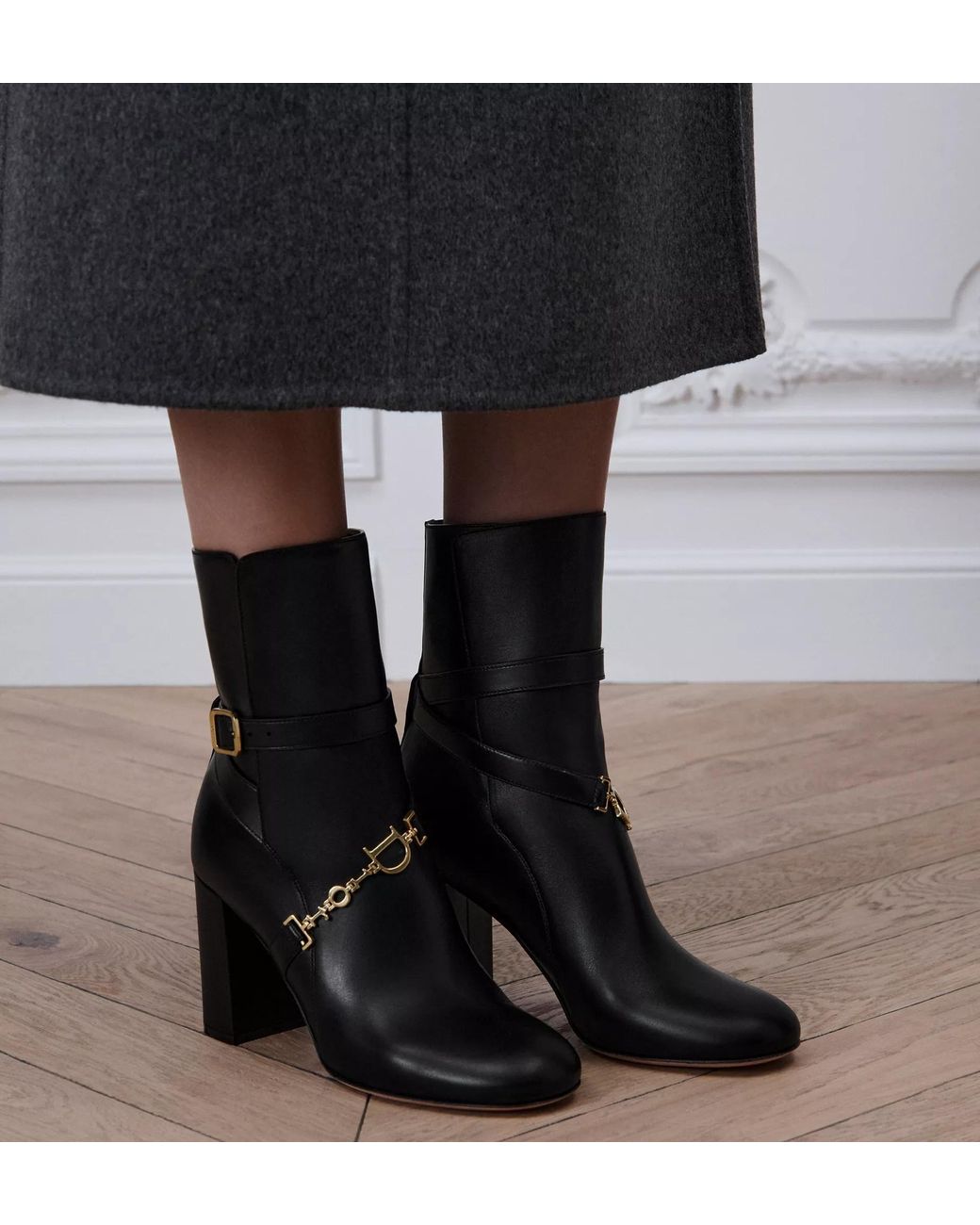 Dior Black Harness Chain Ankle Boots